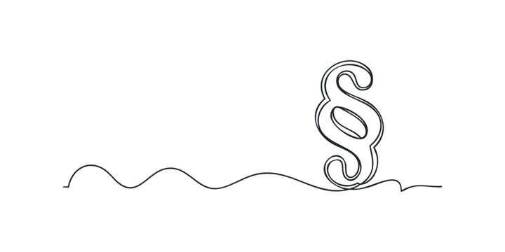 Single line drawing of a paragraph symbol on white background