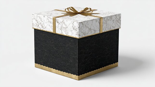 Elegant marble gift box with golden ribbon and decorative edges for special occasions and celebrations, perfect for gifting moments