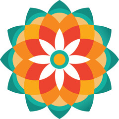 Obraz premium Colorful mandala with concentric rings of petals design