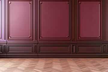 Empty relief wall with cherry red color stucco front view.