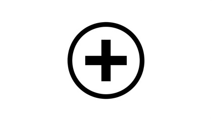 Obraz premium Black Plus Sign Inside Circle on White Background, Simple Graphic Icon