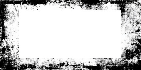 old stained and scratched grunge border texture background Abstract grunge frame, grungy black and white frame border with paint splashes and various grunge and scratched stains and dust.