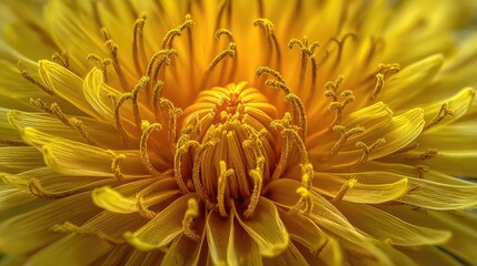 Stunning Close-Up Image of a Vibrant Yellow Flower with Intricate Petals and Textures for Nature and Floral Themes