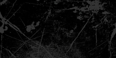 Abstract grunge and grainy old stained and scratched dusty Black Texture with Fine Scratches and Dust. Old black toned grunge rough scratched textured wall, Empty surface of Black stone or grunge.