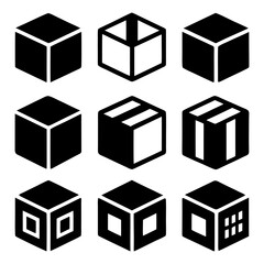 Shipping Box with Label and Barcode PNG on White Background.