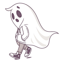 Cool ghost with hoodie, a halloween illustration
