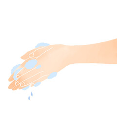 Watercolor style simple illustration of washing hands with soap