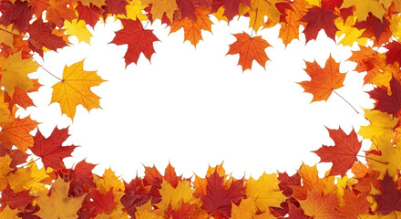 Autumn Maple Leaf Border With Red Yellow Orange Fall isolated on a transparent background