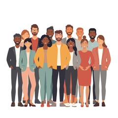 Obraz premium Multicultural Business Team Standing Together – Modern Flat Vector Illustration