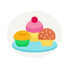 Dessert Plate with Sweet Treats Vector Illustration