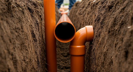 Underground Orange Pipe Installation