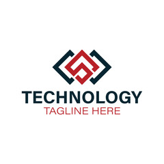 Technology Initial Letter S Logo Design Stock Vector.