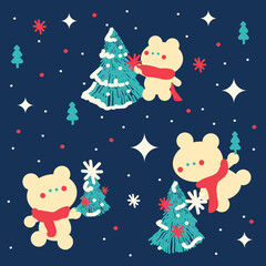 Bear Decorating pattern navy cute