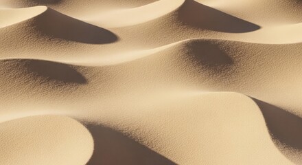 Abstract Sand Dune Curves with Golden Sunlight and Deep Shadows