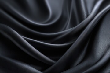 Fototapeta premium Satin texture showcasing smooth, elegant black fabric with subtle light reflections creates a sense of luxury and sophistication for various design applications