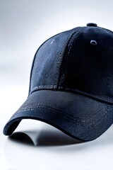 blue indigo denim baseball cap isolated on gray background