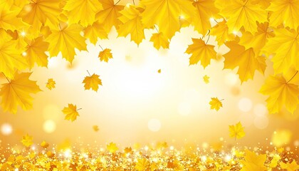 Obraz premium Autumn leaves fall in a golden light