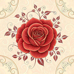 Elegant Red Rose Floral Pattern