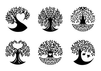 Beautiful abstract tree life decoration element.. Vector illustration of tree with branch and leaves. 