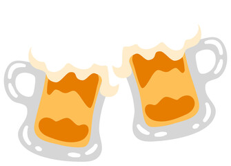 Cold beer mug cartoon illustration with foam