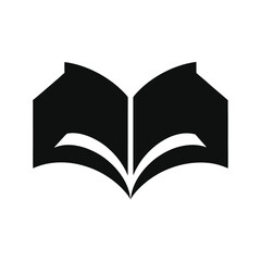 Minimal book open pages silhouette vector simple learning literature art on white background