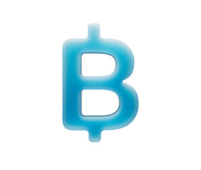 Obraz premium Vibrant blue 3D Thai Baht currency symbol, glossy financial icon, money sign. 3d illustration