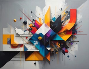 Geometric abstract design with dynamic lines and vibrant, vivid colors