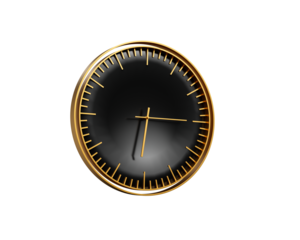 Modern Sleek Golden And Black Wall Clock 06 15 Six Fifteen 6 15 Modern Interiors 3D Illustration