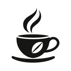 Minimal coffee cup with bean silhouette vector clean drink beverage symbol design on white background