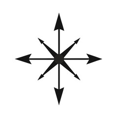 Fototapeta premium Minimal compass arrow north direction silhouette vector clean design for map location and guidance illustration