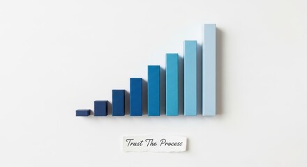 Blue bar graph representing business growth and positive progress