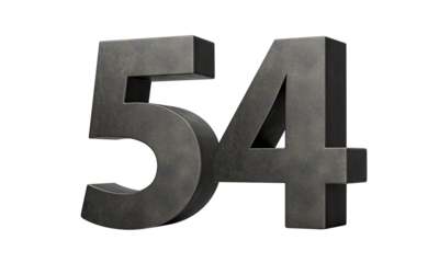 Number Fifty four 54 Digit Made Of Gray Smooth Cast Iron 3d Illustration