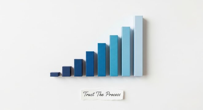 Blue bar graph representing business growth and positive progress