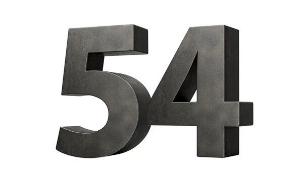 Number Fifty four 54 Digit Made Of Gray Smooth Cast Iron 3d Illustration