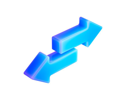 3D Blue exchange arrows symbolizing trade, sync, transfer and digital connectivity. 3d illustration