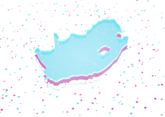 Illuminated South Africa Data Map Neon Blue Light On Seamless Pattern Background 3D Illustration