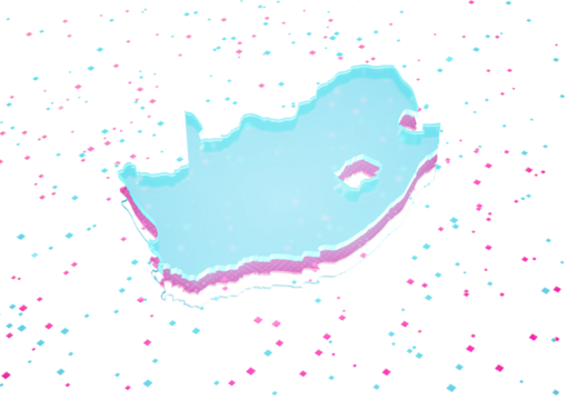 Illuminated South Africa Data Map Neon Blue Light On Seamless Pattern Background 3D Illustration