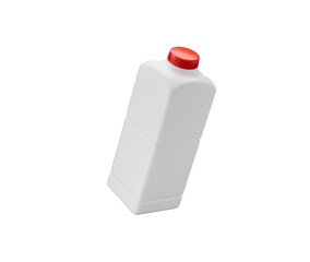 Clean white plastic milk bottle with red cap, ideal for dairy and beverage branding. 3d illustration