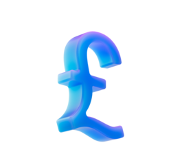 Modern glowing blue Pound sterling sign, symbolizing money, wealth, and economy. 3d illustration