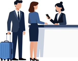 Hotel Receptionist Assisting Guest with Luggage at the Check-In Desk 11