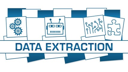 Data Extraction Technology Symbols Blue Squares Blinking Text 