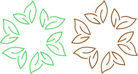 GREEN NATURAL LEAVES IN CIRCLE BIO ECO FOOD SIGN SYMBOL LOGO VECTOR