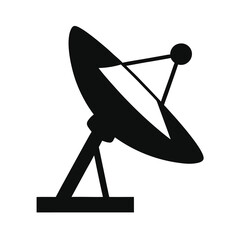 Minimal satellite antenna dish silhouette vector clean design for communication and technology concept