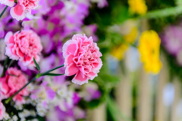 Obraz premium Beautiful flowers decorations, flower background, backdrop wedding decoration, rose pattern, colorful background, bunch of flowers