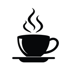 Simple coffee cup steam silhouette icon clean vector design for beverage cafe and coffee illustration