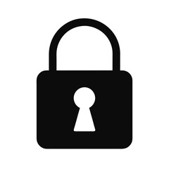 Simple lock with keyhole silhouette vector icon on white background protection and safety symbol