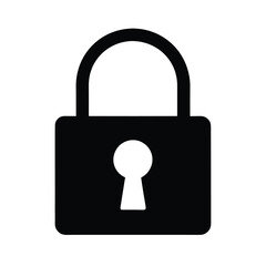 Simple lock with keyhole silhouette vector icon on white background for security and privacy design