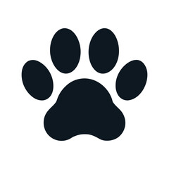 Simple paw print animal mark silhouette vector icon on white background cute animal tracking design
