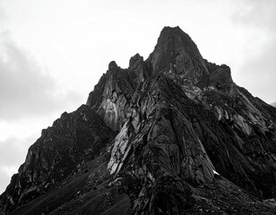 Monochrome Mountain Peak Dramatic Rock Formation