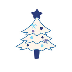 青いクリスマスツリーのイラスト